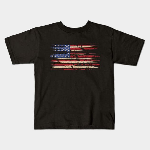 American Flag Distressed Retro Vintage Kids T-Shirt by monolusi